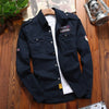 Khaki Casual Slim Fit with Pocket Long Sleeve Vintage Jacket